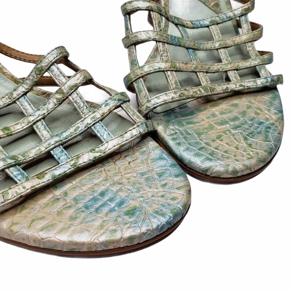 Carlos Santana | Cage Mint Leather Snake Wedges 7 - Picture 4 of 9